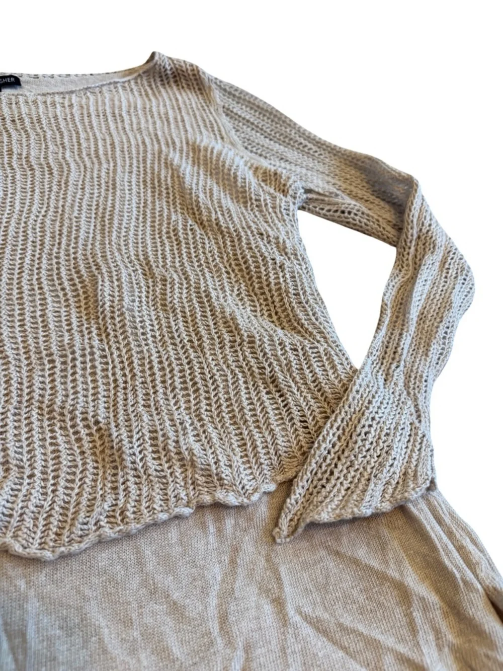 Eileen Fisher Organic Layer Tiered Layered Top Shirt Sweater Blouse Size Medium